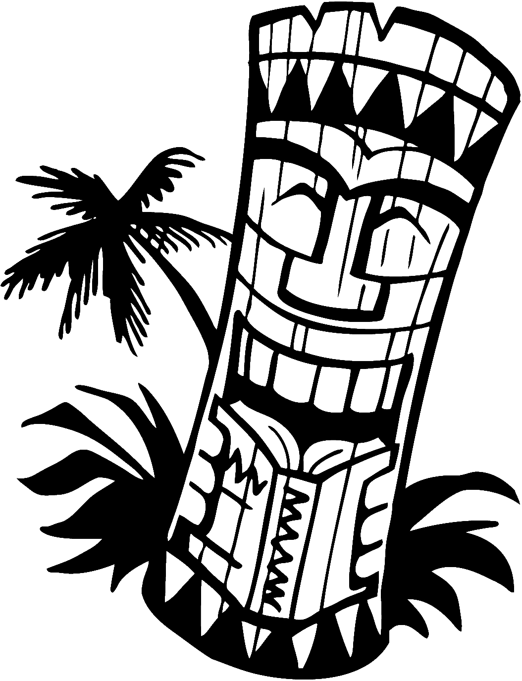Hawaiian Tiki Clip Art Black And White - Tiki Clip Art Black And White (1054x1375)