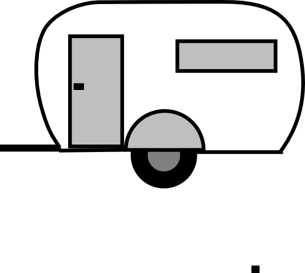 Black & White Clipart Vintage Camper - Trailer Clipart (600x537)