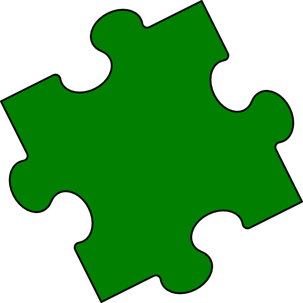 Green Retro Clip Art - Light Blue Puzzle Piece (600x600)