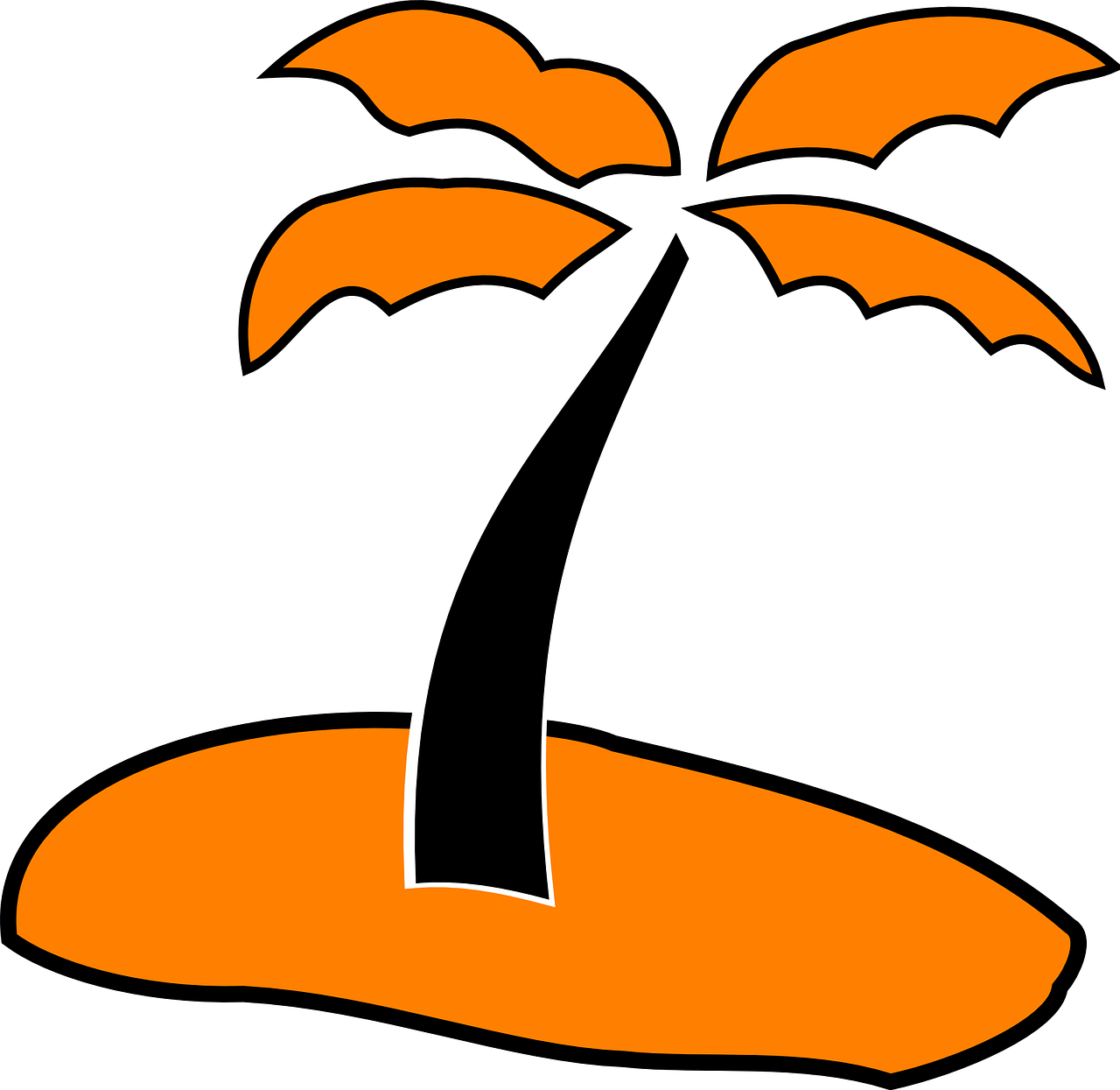 Palm Tree Sand Orange Black Beach Summer - Beach Love Icon Png (1024x996)
