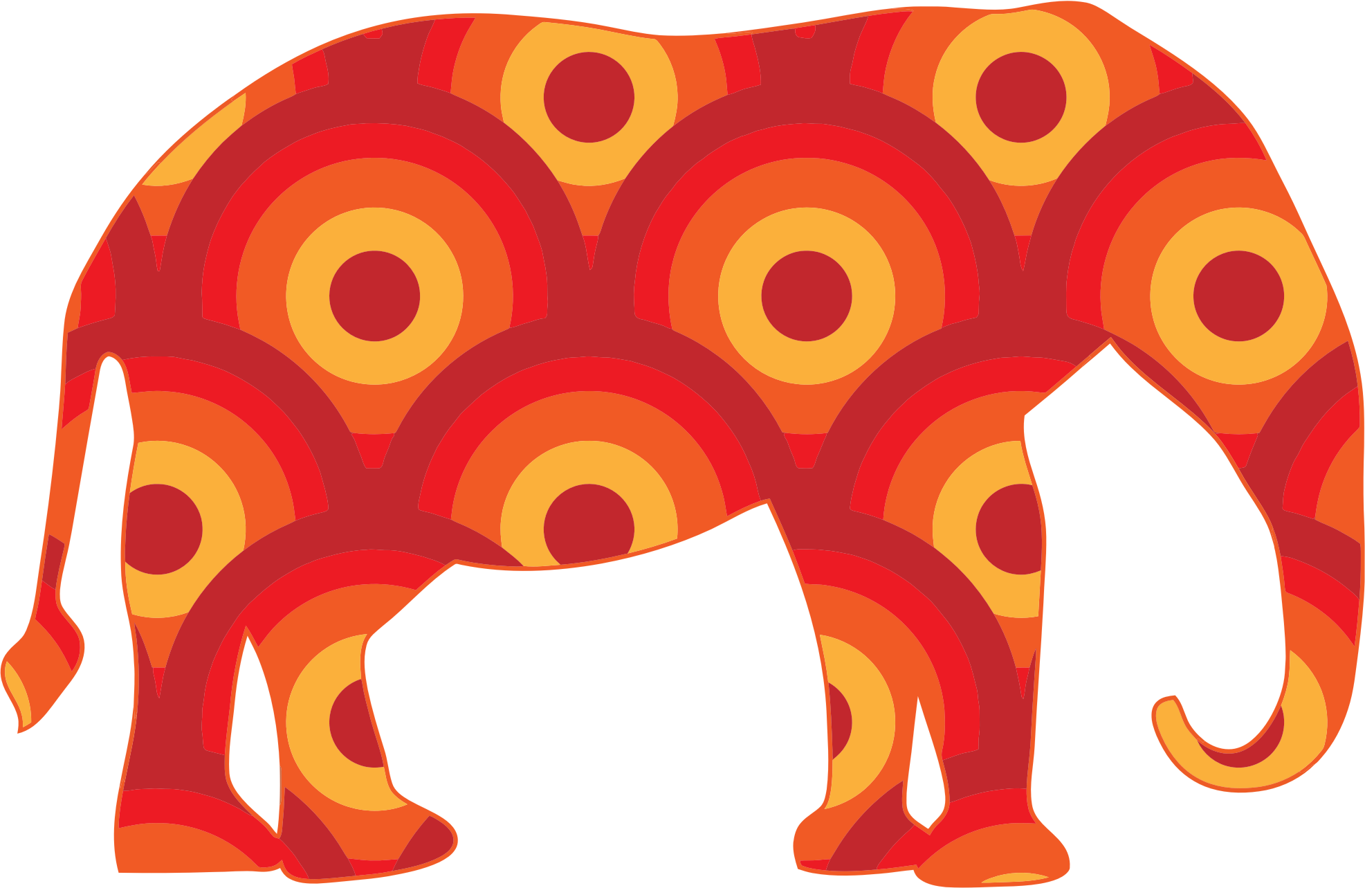 Retro Circles Elephant Bclipart - Bohemian Orange Elephant Pillow Case (1973x1283)