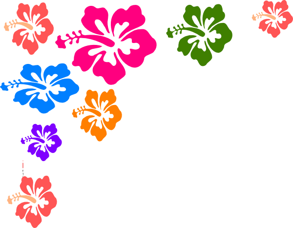 Hawaiian Flower Border Clip Art Free Clipart Images - Color Flower Vector Png (600x467)