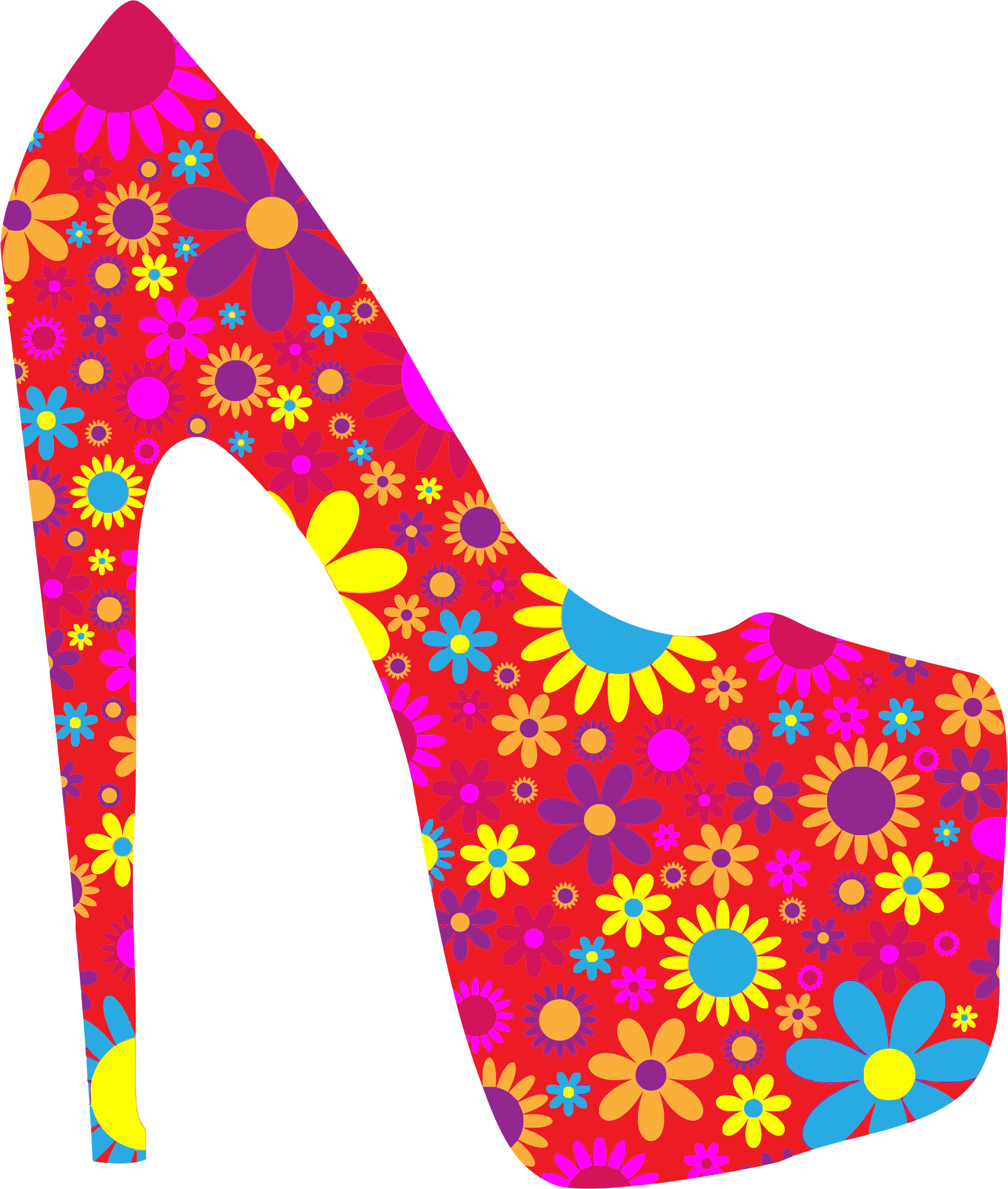 Retro Floral Shoe - Fashion Shoe Clipart (1888x2228)
