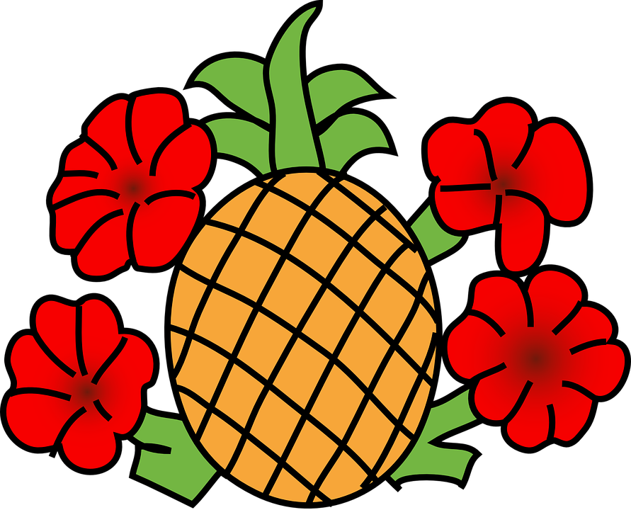 Pineapple With Flowers Clip Art At Clker - Pineapple Clip Art (891x720)