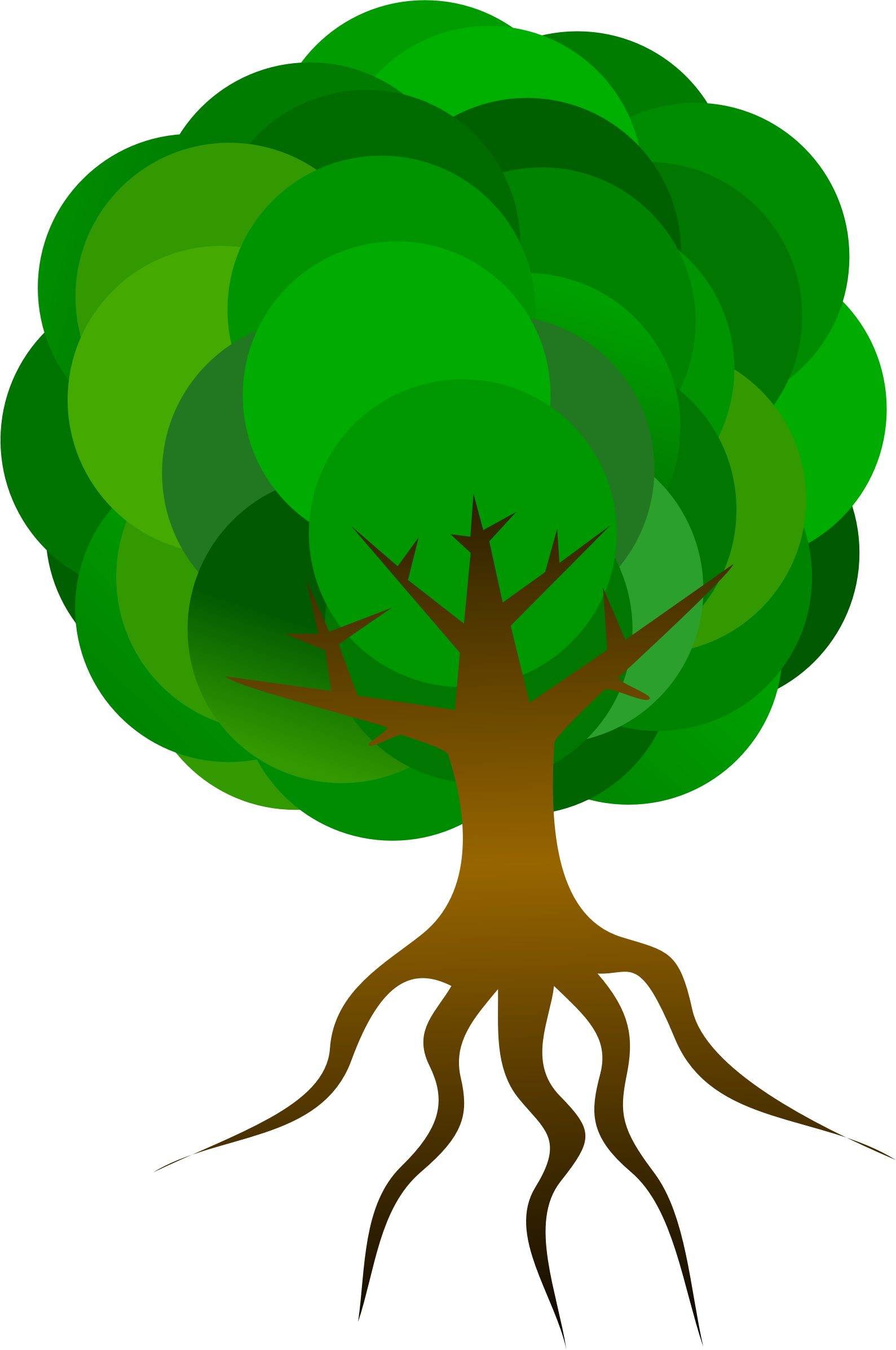 Simple Tree 1 Clipart, Vector Clip Art Online, Royalty - Tree Cartoon With Roots (1589x2394)