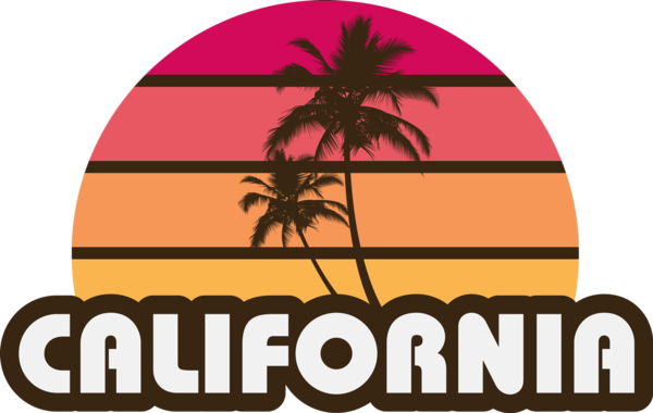 California Retro Palm Trees - T-shirt (600x380)