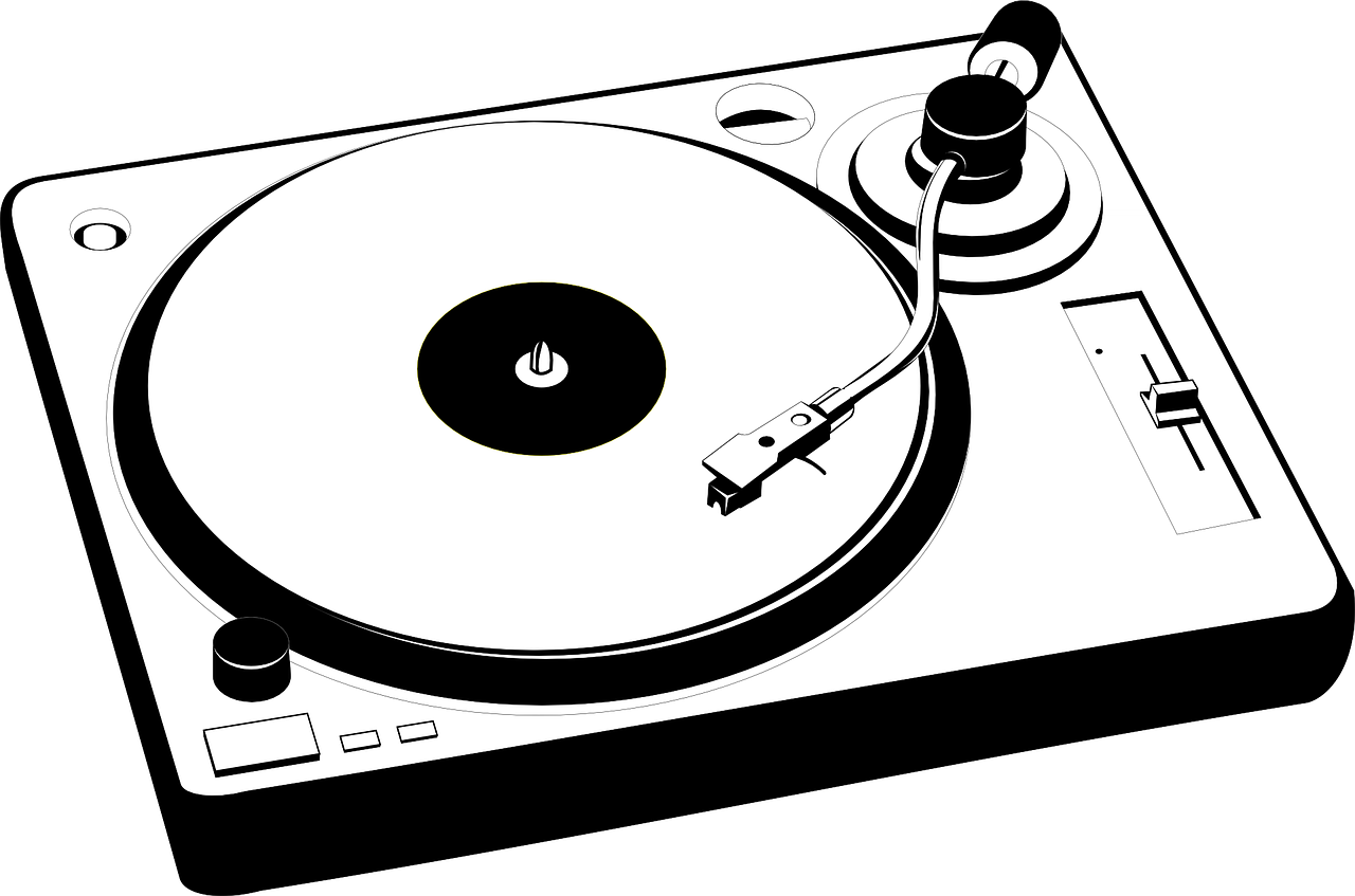 Turntable Vinyl Retro Music Spinning Needle Dj - Turntables Black And White (1280x847)