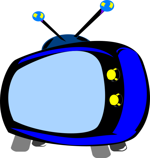 Blue Retro Tv Clip Art At Clker - Color (570x598)