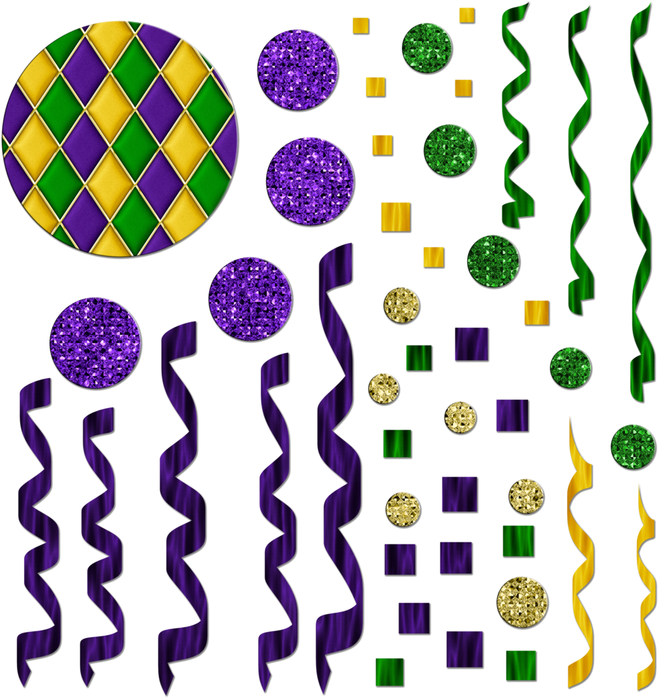 Free Mardi Gras Themed Streamers/confetti Graphics - Mardi Gras Confetti Clipart (1024x1024)