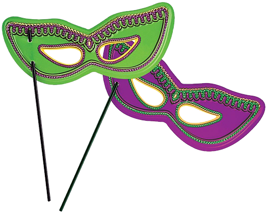 Mardi Gras Ball Schedule - Mardi Gras Mask On Stick (600x485)