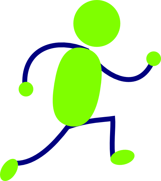 Green And Blue Running Man Clip Art - Running Clipart Animation (528x595)