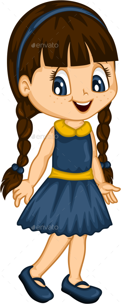 Cute Little Girl For 4 Seasons - Little Girl Cartoon (400x1002)