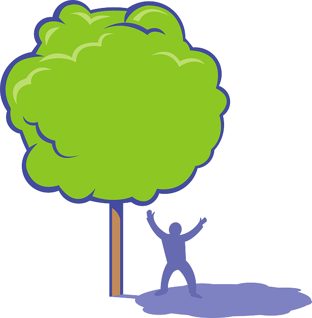 Under, Man, Plants, Tree, Cartoon, Shadow, Field - Shady Tree (628x640)