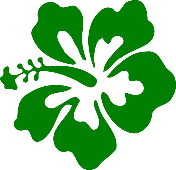 Hibiscus Green Clip Art At Clker - Hawaiian Flowers Transparent Background (600x579)