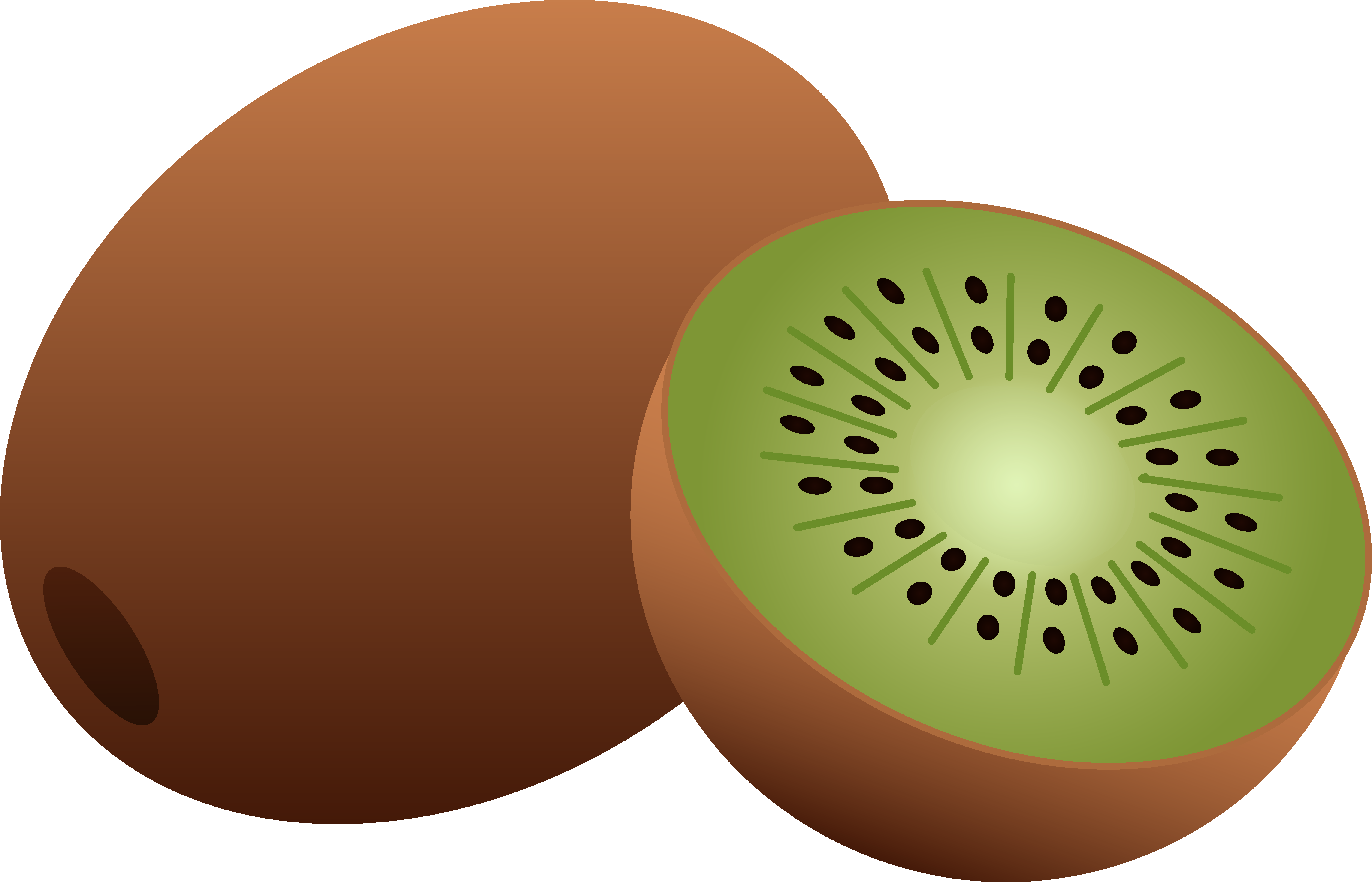 Whole And Half Kiwi Fruit - Transparent Clipart Of Fruits (5942x3822)
