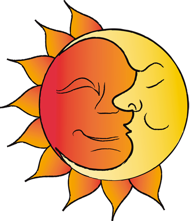 Fall Autumn Equinox Clipart - Half Moon Half Sun (640x737)