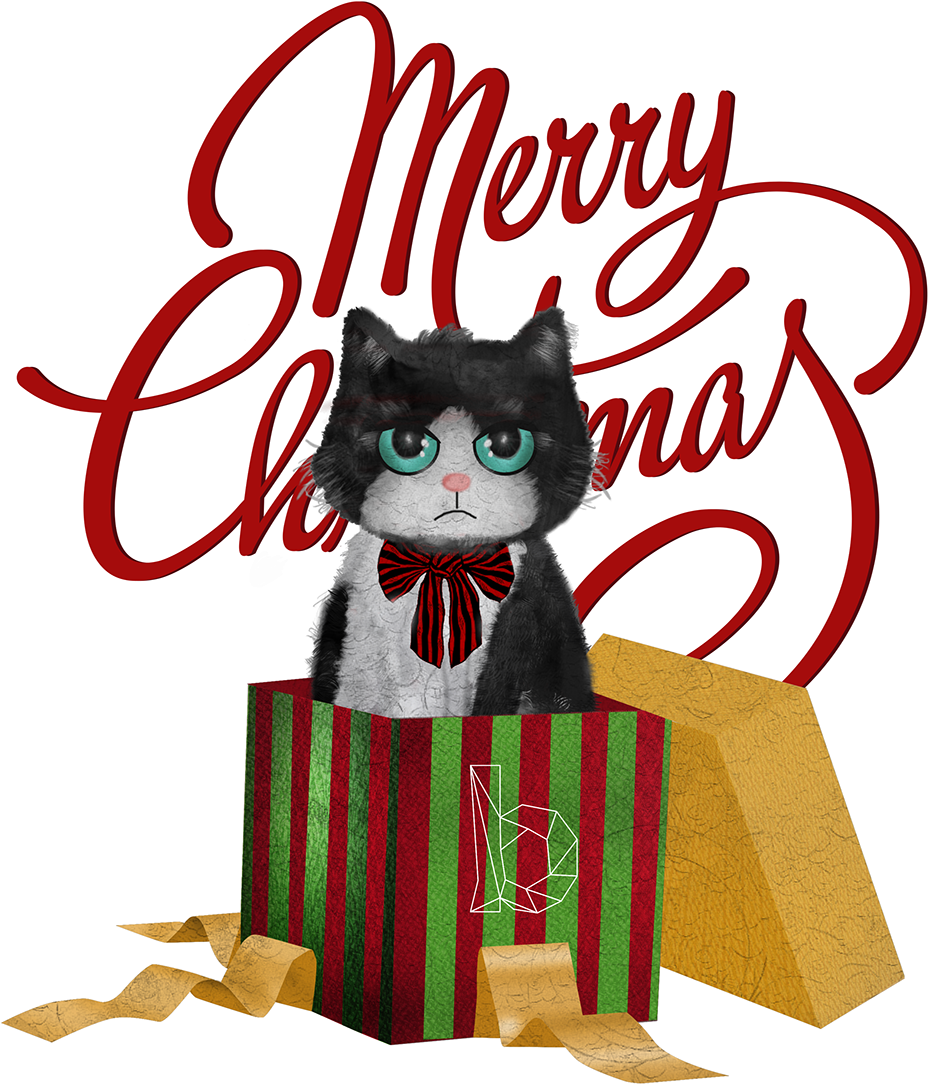 Grumpy Cat Thank You Clip Art - Queenie - 4 Pcs Christmas Series Ii Embroidered Cotton (1200x1200)