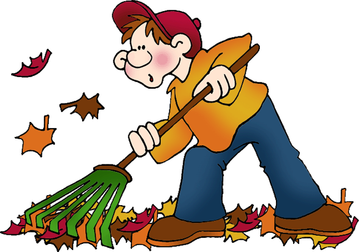 Amazing Autumn Season Clipart - Clip Art Raking Leaves (713x500)