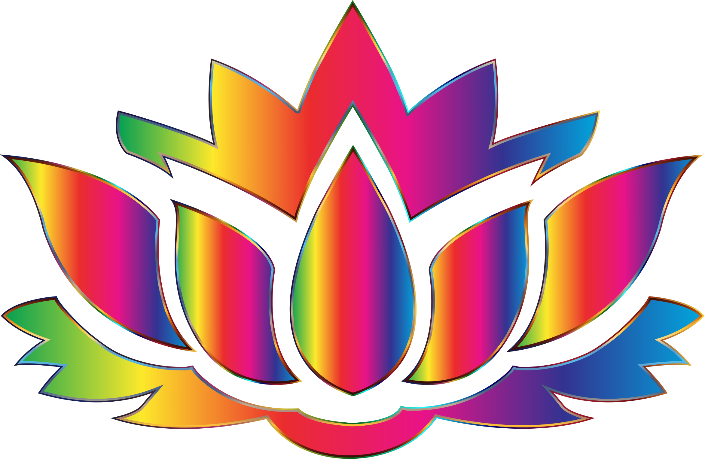 Clipart - Rainbow Lotus Flower (2346x1528)