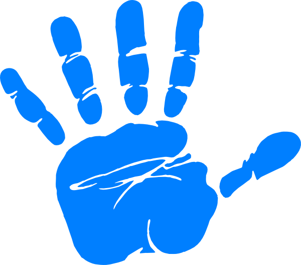 Handprint Clipart - Blue Hand Clipart (600x527)