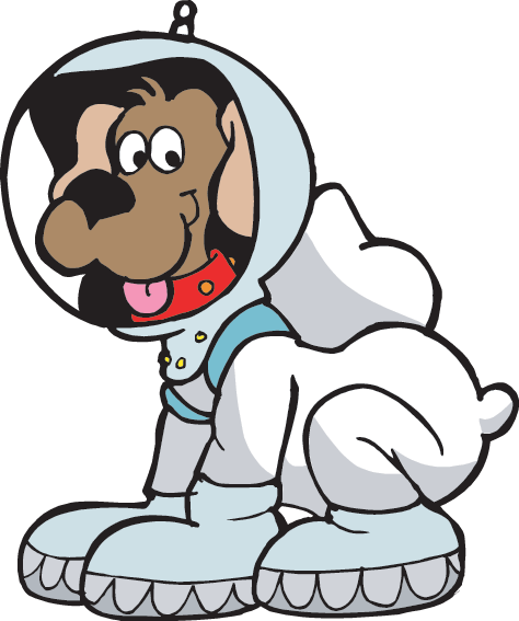 Pioneers Of Space Travel - Space Dog Cartoon Png (474x567)
