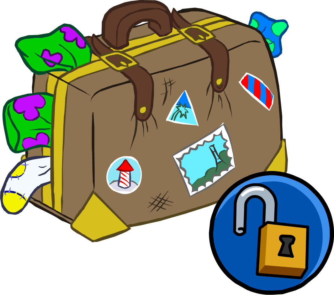 Overflowing Suitcase - Hand Items Club Penguin (1065x942)