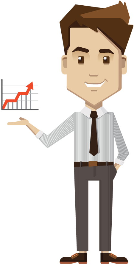 Cartoon Businessman Holding Growth Chart Board - Statistician (450x890)