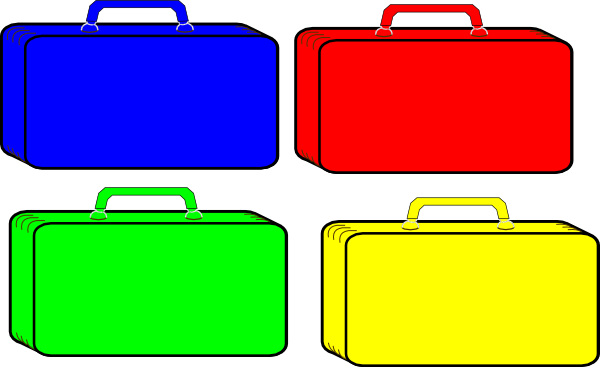 Colorful Suitcases Clip Art - Clip Art (600x367)