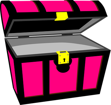 Pirate Treasure Chest Rich Open Pink Pirat - Pink Treasure Chest Clipart (358x340)