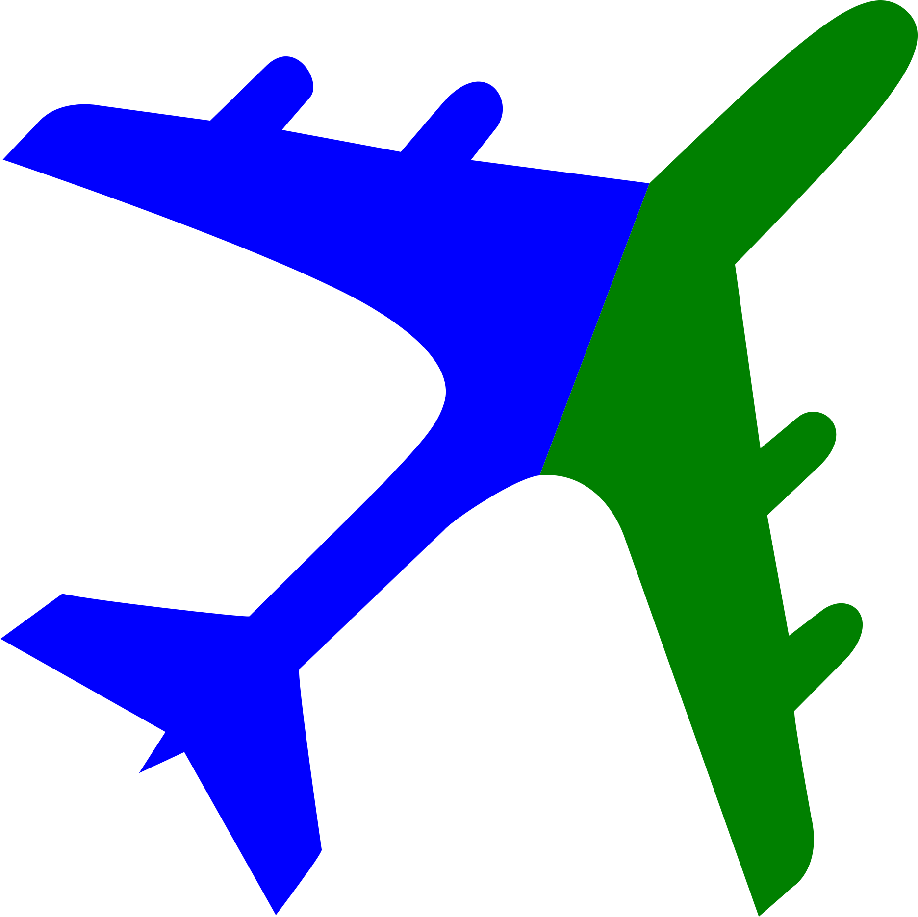Fileairplane Silhouette Blue Green - Airplane Clipart (2000x2000)
