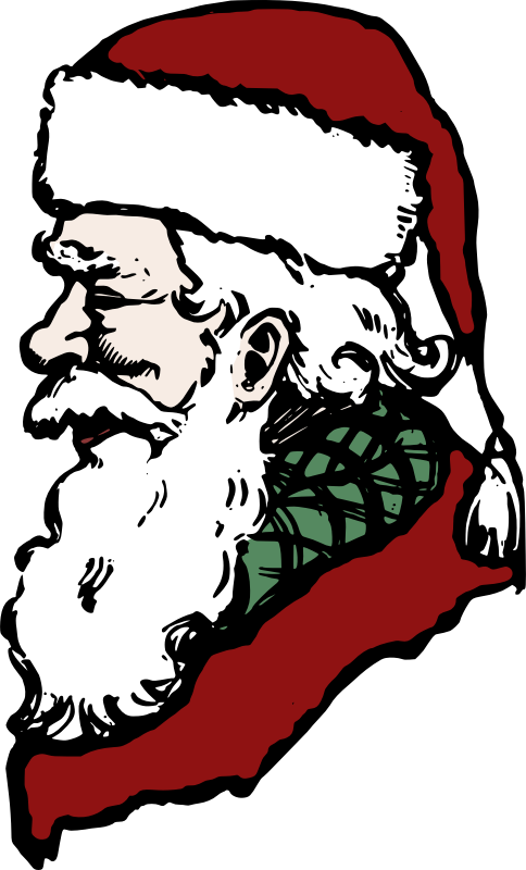 Vintage Santa Claus Clip Art In Side View On Your Personal - Side View Of Santa Drawing (484x800)