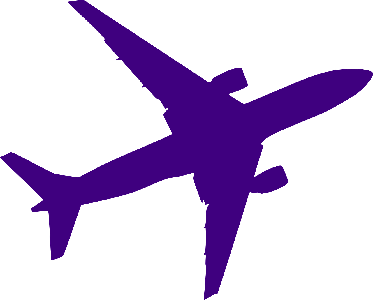 Airplane Clipart Purple - Black And White Airplane (1280x1030)