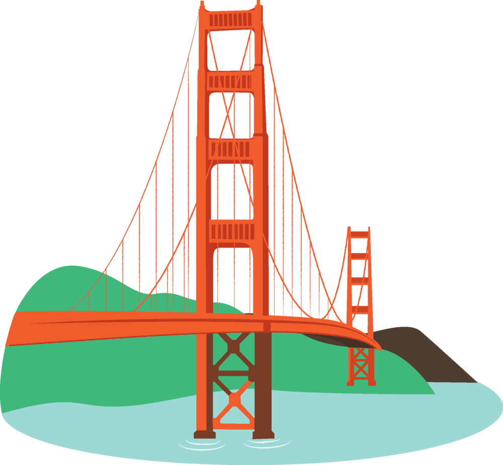 Cartoon - Golden Gate Bridge Clipart (1000x924)