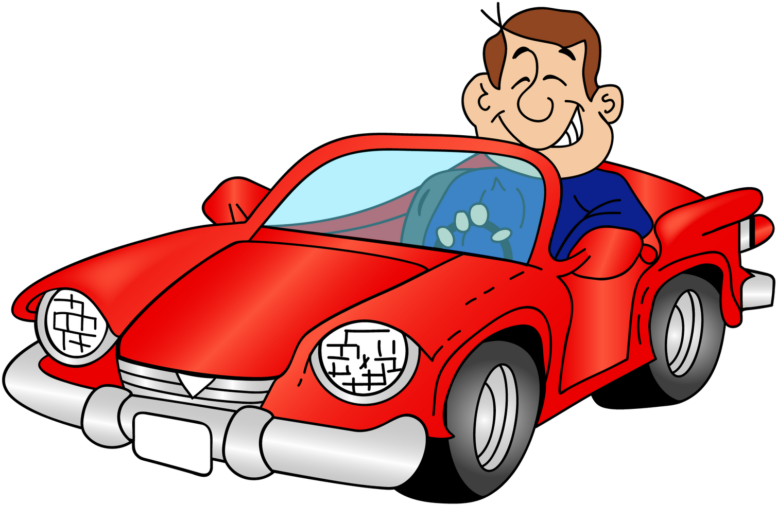 Cartoon Car With A Driver - Car With Driver Cartoon (1600x1200)