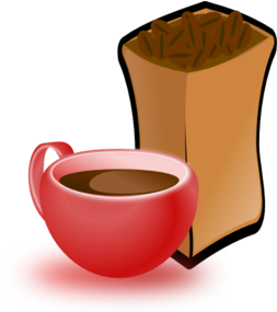 Cup Of Coffee With Sack Of Coffee Beans - Coffee Beans Clip Art (256x593)