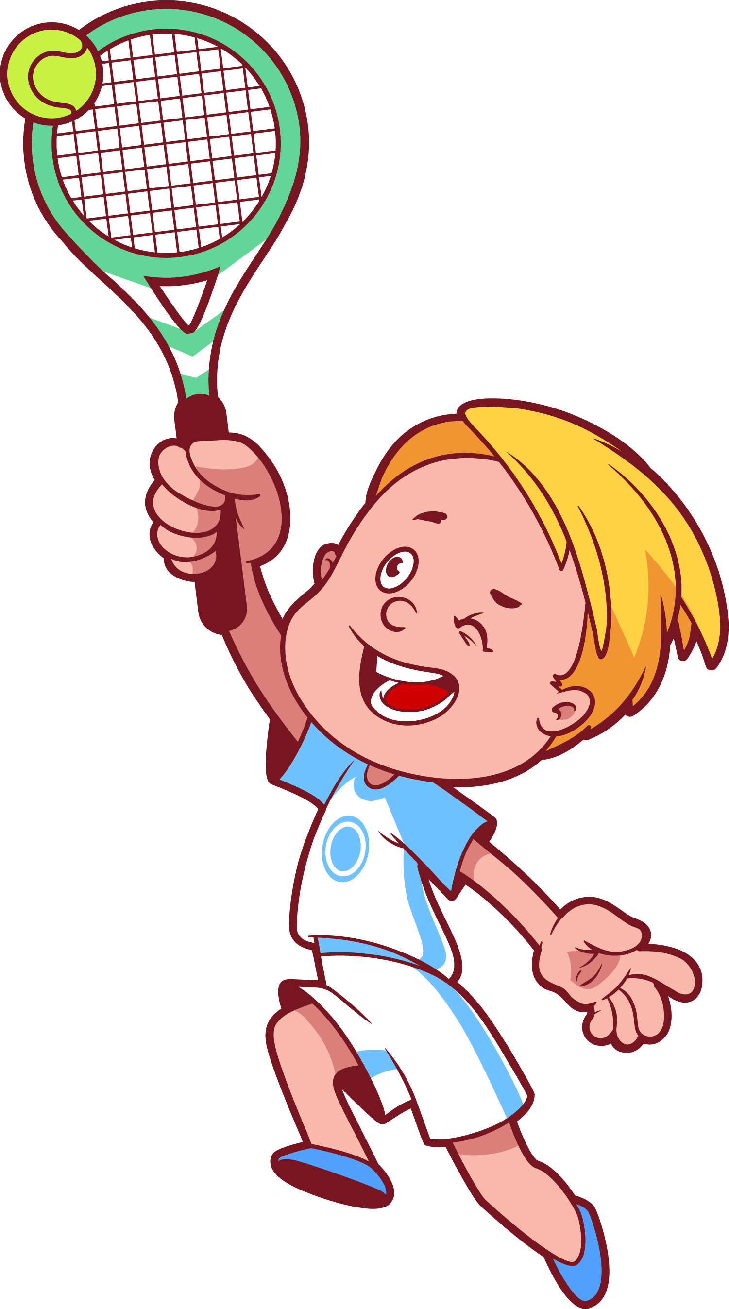 Tennis Cartoon Child Clip Art - Tennis Cartoon Child Clip Art (1501x2695)