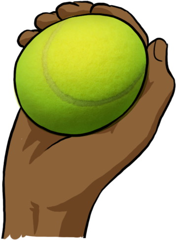 Compressing A Tennis Ball - Hand Holding Tennis Ball Drawing (383x500)