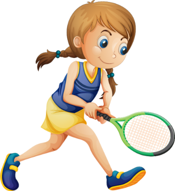 Sport - Girl Playing Tennis Clipart (361x395)