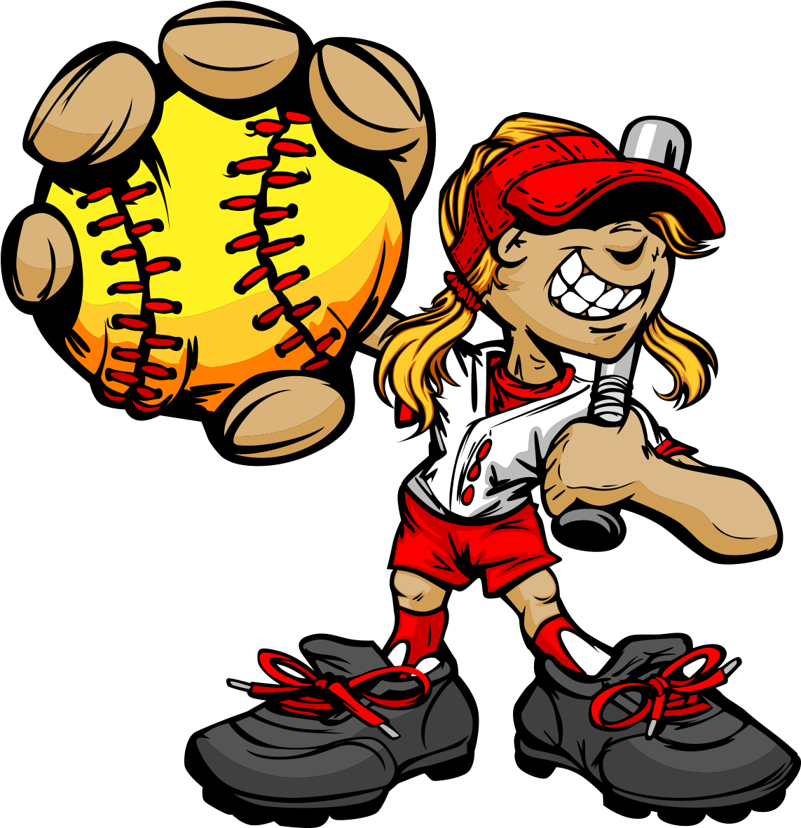 Fastpitch Softball Baseball Clip Art - Girls Softball Cartoon (1181x1181)