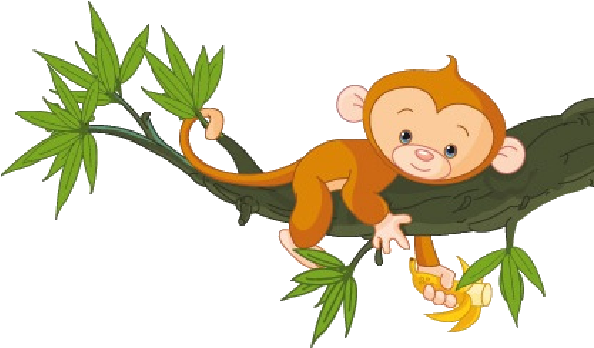 Cute Funny Cartoon Baby Monkey Clip Art Images - Cartoon Images Of Monkey On Tree (600x600)