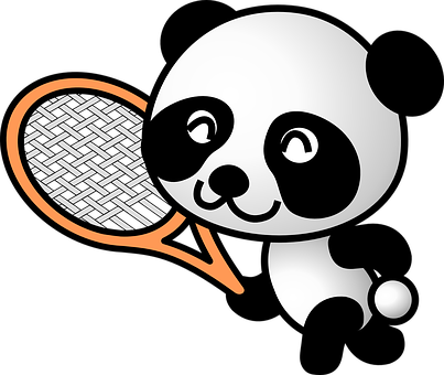 Panda Sportive Animal Sports Tennis Racque - Cartoon Panda Eating (403x340)