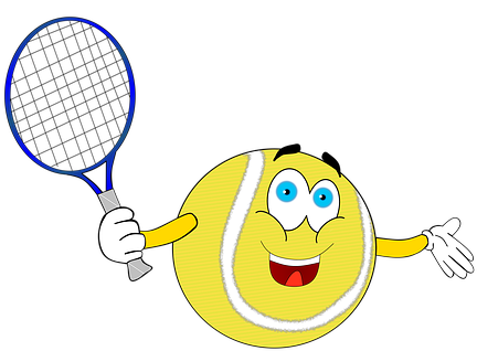 Tennis Smilly Ball Spot Joy Fitness Play T - Tennis Bilder Comic (453x340)