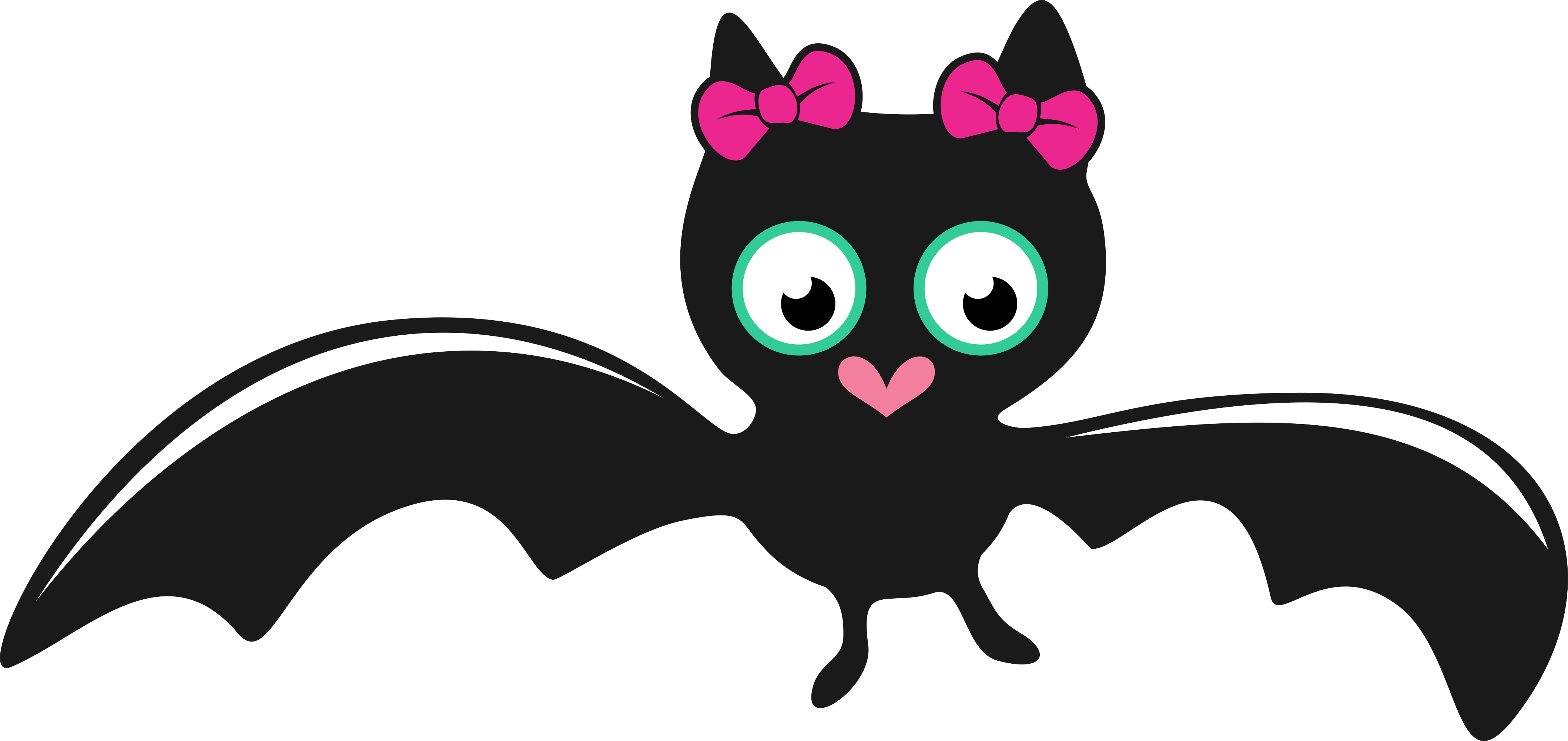 Bat Girl Cute Halloween Svg Cuttable Design - Cute Halloween Bat Clipart (4236x2004)