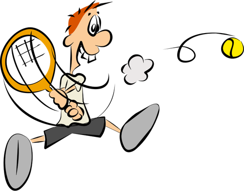 Cartoon Tennis Player Public Domain Vectors - Tennis Cartoon (500x392)