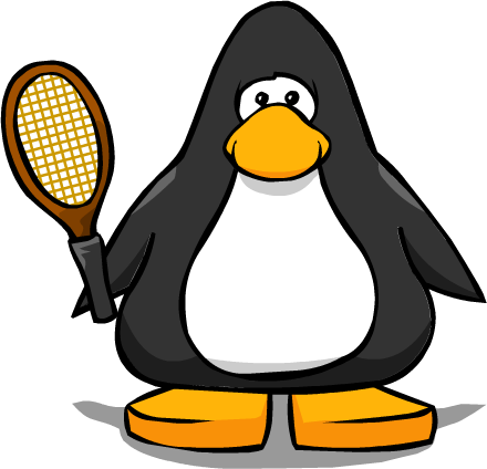 Tennis Racket On A Player Card - Club Penguin Fishing Rod (440x424)