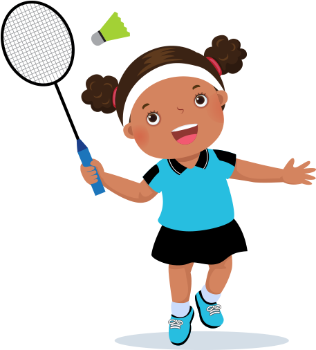 Clipart Badminton Oynayan Kız Çocuğu - Clip Art Playing Sports (456x547)