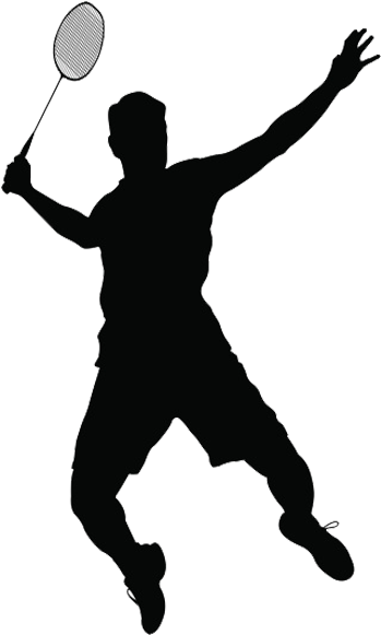 Reading Clipart - Badminton Silhouette (446x581)
