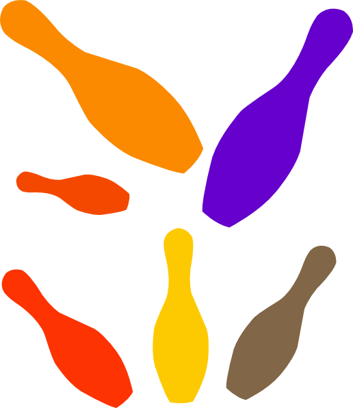 Pickleball Clipart Illustration Image Funny Bowling - Colorful Bowling Pins (516x596)