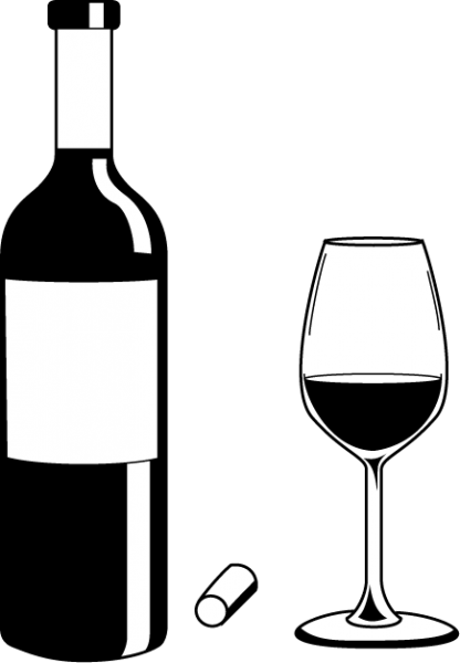 Download Free "wine Clipart Black And White 7" Png - Download Free "wine Clipart Black And White 7" Png (416x600)