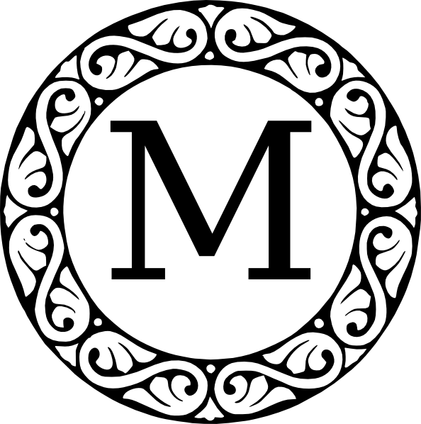 Monogram Letter M Clip Art At Clker - Black And White Letter M (594x598)